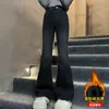 Nuevos Pantalones Vaqueros de Invierno para Niñas con Forro de Terciopelo, Pantalones Gruesos de Pierna Ancha para Niñas Grandes, Pantalones Coreanos Desgastados con Estrellas de Cinco Puntas para Niñas