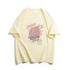 Camiseta de algodão cinza branco manga curta feminina verão estilo americano retrô solto emagrecimento casual meia manga top estilo preguiçoso