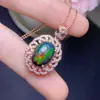 Colgante de Ópalo Negro Puro Natural y Súper Hermoso, Hecho a Mano con Materiales Cuidadosamente Seleccionados, Hermosos Colores, Buenos Cristales y Lleno de Fuego, Popular Más Allá de las Fronteras