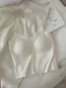 Camisola sin espalda con corte cruzado para mujer, capa base ajustada sin costuras con copas fijas y tirantes finos ajustables, se puede usar como sujetador interior