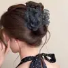 Pin de Malla de Lunares y Flores de Verano Coreano, Pinza de Moda de Gama Alta para Recoger la Mitad del Cabello, Elegante Pinza de Tiburón en la Parte Posterior de la Cabeza