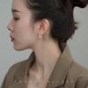 Aretes de Borla de Aro de Plata Esterlina para Mujer Elegantes Moda de Celebridad Cibernética Marea Aro para la Oreja Coreano Diseño Sensorial de Gota para la Oreja Pequeña Hebilla para la Oreja