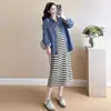 Conjunto de Vestido de Maternidad Jingqi Primavera 2026 Nueva Chaqueta de Mezclilla Holgada Estilo Francés Conjunto para Embarazo Temporada de Primavera