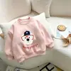 Sudadera Suelta con Forro de Felpa para Niños Otoño Invierno Nueva Ropa Infantil Estampado de Dibujos Animados Cuello Redondo Niños Niñas Manga Larga Engrosada