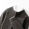 Nuevo Suéter de Lana Otoño e Invierno para Hombre, Cuello Alto Medio, Corte Holgado, Engrosado, con Cremallera, Suéter Jacket Casual de Punto Cachemir