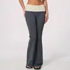 Calça Yoga Flare Feminina Color Block Toque Nude Levanta Bumbum Esportiva Perna Larga Pilates Treinamento Fitness Yoga Calça Longa 2570