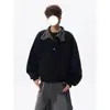 Sudadera con botones de cuello alto y bloques de color a cuadros estilo americano para hombre, diseño de moda otoño 2026, top deportivo casual holgado