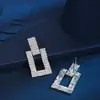 Moda Europea y Americana Simple Cuadrado Geométrico Full Diamond Pendientes de Novia Accesorios para Vestido de Boda Cena Venta Directa de Fábrica