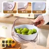Cesta coladora para cocina casera, Cesta coladora de plástico engrosado multifuncional para lavar verduras con asa, Cubeta coladora de doble capa para lavar verduras