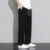 Pantalones de pierna ancha de seda helada para hombre, estilo fino de verano, nuevo diseño moderno 2026, versátiles para estudiantes, pantalones largos casuales de pierna recta hasta el suelo