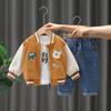 Traje de otoño para niños 2024 nuevo estilo extranjero bebé coche oso tres piezas bebé primavera y otoño hermosa marea