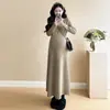 Falda para Mujeres Embarazadas Otoño e Invierno 2024 Nuevo Estilo Coreano Temperamento Holgado Chaqueta de Punto Adelgazante Manga Larga Vestido Base Moderno