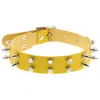 Nuevo Collar de Cuero con Remaches de Púas Doble Fila Punk Collar Harajuku Japonés Cadena para el Cuello Gótica Rock Cadena de Cuero