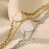 Pulsera de Acero Inoxidable Chapado en Oro de 18 Quilates con Forma de Corazón Simple y Versátil Transfronteriza Aogu para Mujer Pulsera Apilable Doble Capa Versátil de Nicho
