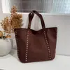 Bolso de Hombro Grande de Lona Nuevo y Simple Transfronterizo Bolso de Mano de Hombro Único Bolso de Hombro Único con Remaches de Venta Caliente Bolso de Axila Retro