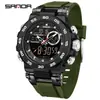 Sanda Nuevo Producto Reloj Electrónico Cuenta Regresiva Impermeable Moderno Doble Pantalla Reloj Deportivo Multifunción Doble Pantalla Reloj para Hombre Venta al por Mayor de Fábrica
