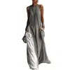 Marca Independiente 2026 Nuevo Comercio Exterior Transfronterizo Moda Femenina Europea y Americana Sin Mangas Holgado Bolsillo Bloques de Color Casual Vestido Off-Shoulder