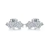 Aretes Anillo Colgante Pulsera Moda Europea y Americana Conjunto de Joyas de Plata de Ley S925 Lazo de Gama Alta Conjunto de Cuatro Piezas de Gama Alta
