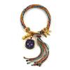 Cuerda de Mano Tibetana Thangka Cuerda de Algodón Enrollada a Mano Pulsera Trenzada Ojo del Dios de la Riqueza de Cinco Vías Zakiram Tara Verde Perla Thangka