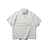 Camisa Polo Casual Pesada com Bolso Estilo Americano Nanxia para Homens, Caimento Solto, Cor Sólida, Manga Caída, Camiseta para o Verão