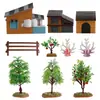 Juego de Modelo de Escena de Casa en Árbol de Granja de Simulación Transfronteriza Árbol Frutal Casa para Perros Valla Adorno de Mesa de Arena Micro para Niños Juguetes