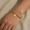 Pulseira de Aço Titânio com Coração de Novo Amor Estilo Coreano para Mulheres, Tag Simples 520, Design de Nicho, Pulseira Redonda da Moda para Mulheres