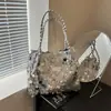 Bolsa de Ombro Transversal Feminina Grande com Lantejoulas da Moda e Estilosa 2025 Nova Casual de Grande Capacidade Design Moderno
