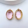 Colgante individual ovalado color cobre conservador con diamantes de colores, biselado vintage, accesorios hechos a mano para pendientes y collares DIY, forma ovalada