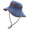 Verão dos homens ao ar livre montanhismo pesca chapéu Western Denim grande aba chapéu de pescador de algodão lavado estilo étnico à prova de sol chapéu de bacia