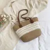 2026 Verão Casual Férias Praia Estilo Pastoral Ombro Único Grande Capacidade Versátil Simples Palha Moda Bolsa Tote