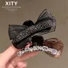 Pinza de cangrejo de malla con lazo nuevo y de moda, estilo coreano, popular entre las celebridades de internet, adecuada para cabello fino, hace que el cabello se vea más voluminoso, pinza de tiburón para peinado semirecogido