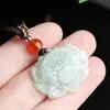 Colgante de Loto de Jade Natural Grado A para Hombres y Mujeres, Collar de Jade para Parejas, Colgante de Jade, Cadena para Suéter Verde Claro al por Mayor