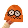 Gorros Transfronterizos, Gorros de Punto de Robot Lindos, Cara Sonriente de Ojos Grandes de Dibujos Animados, Gorros Cálidos de Lana para Otoño e Invierno, Gorros de Frío para Mujer