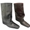 Versión de piel de oveja ~ Botines plisados estilo británico, puntera cuadrada para mujer, con elevador interior, caña ancha, botas vaqueras occidentales, botas de montar hasta la mitad de la pantorrilla