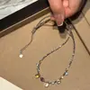Colar Irregular de Franjas de Cristal Colorido Prata Quebrada Feminino Luxo Acessível High-End Estiloso Exquisito Moda Corrente da Clavícula