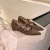 En stock~5CM Aumento de AlturaPunta Puntiaguda Mary Janes Zapatos de Mujer Retro Gamuza Corte Bajo Tacón Gato Tacón Grueso Zapatos de Salón