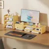 Soporte de altura ajustable para computadora de escritorio, elevador de monitor, bandeja para teclado, base elevadora de pantalla, estante de almacenamiento para oficina