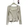 Hermoso conjunto de ropa estilo japonés Ruoxin, cárdigan de punto de encaje puro y seductor, conjunto de dos piezas de moda para mujer con camisola de lunares y manga larga