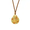 Collar Vintage Estilo Étnico Amarillo Goteo de Aceite Dios de la Riqueza, Colgante Brújula de Ocho Tesoros Método Antiguo Oro de Arena Vietnamita, Joyería Duradera que No se Desvanece
