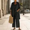 2026 Europeo y Americano Transfronterizo Verano Nuevo Estilo Pierna Recta Color Sólido Viaje y Vacaciones Cómodo Casual Elegante Conjunto de Tres Piezas