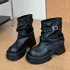 Botines Bei Huo Jia para Mujer 2026 Nuevos Botines de Verano Marrón Maillard Botas de Tacón Grueso con Plataforma Botas para Pantalón que Aumentan la Altura