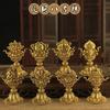 Fornece instrumento tântrico oito ornamentos auspiciosos oito tesouros auspiciosos ornamentos para salão de Buda em casa altura 9,8 cm amarelo dourado