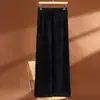 Pantalones de punto de lana pura para mujer, de pierna ancha, con lentejuelas doradas y plateadas, para otoño e invierno, pantalones rectos de lana gruesa con diseño de cielo estrellado fluido y diseño hasta el suelo