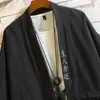 Roupão Taoísta Japonês de Tamanho Grande Verão Novo Manga Três Quartos Tira Bordada Solta Hip-Hop Tendência Camisa de Manga Curta Top Masculino