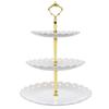 Suporte para lanches de bolo europeu plástico doméstico bandeja de frutas de camada dupla três sobremesas mesa doces lanche da tarde bandeja de lanches