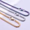 Corrente de pérolas quadrada de aço inoxidável 2,5 mm colar de aço titânio joia colar pulseira masculina etiqueta corrente clavicular
