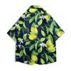 Estilo Verano Verde Fresco Estampado Integral Camisa Floral de Manga Corta para Hombre, Delgada y Moderna, Alta Visibilidad, Camisa de Pareja para la Playa, Top Chaqueta