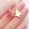 Mezcla 20 Colgante de Aleación Navideño con Goteo de Aceite Rojo de Papá Noel Reno Copo de Nieve DIY Pulsera Accesorios de Joyería