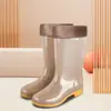Botas de Lluvia de Caña Alta Forradas de Felpa Suela de Goma Antideslizante para Mujer Botas de Lluvia Cálidas de Invierno Zapatos de Goma de Algodón para Adultos de Media Pantorrilla