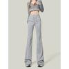 Calças casuais de cintura baixa estilo americano para meninas quentes, novas calças femininas de outono, todas as combinações, calças de ioga cinza, slim fit, cinza escuro